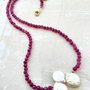 Colier CHOKER radacina de Rubin & perle albe baroc