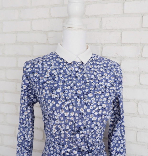 Rochie Camasa Margarete Alb Albastru