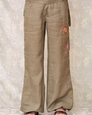 Pantaloni de in cu pictură abstractă, unicat