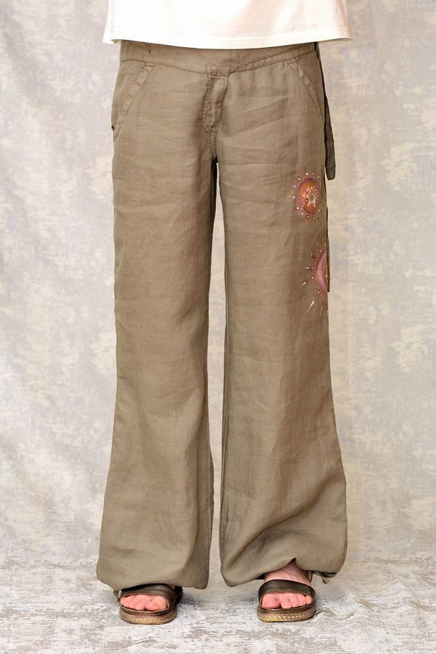 Pantaloni de in cu pictură abstractă, unicat
