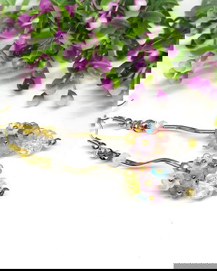 Cercei buchet floral cu cristal de gheata si piatra lunii