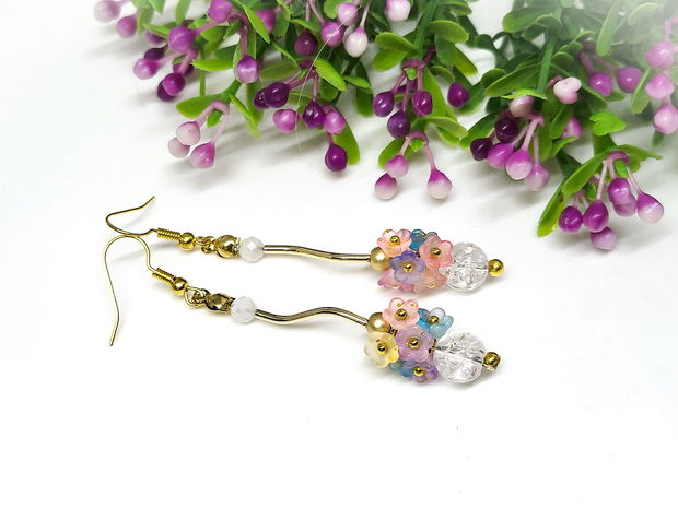 Cercei buchet floral cu cristal de gheata si piatra lunii