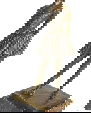 Balerina Art Nouveau-statueta din bronz cu un soclu din marmura