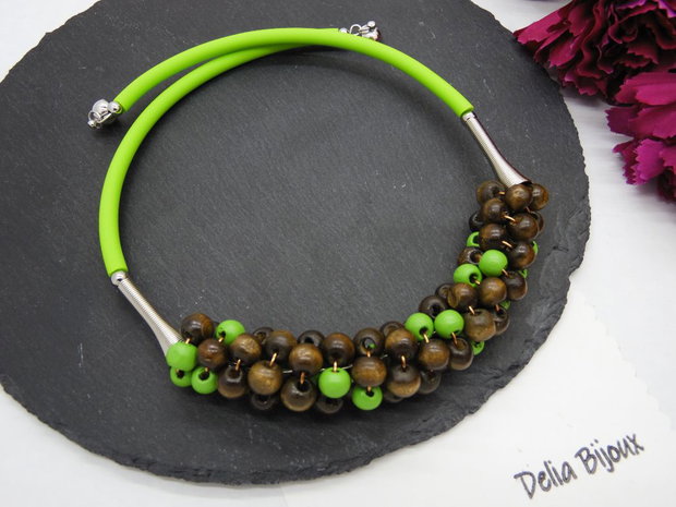 Colier statement handmade unicat - lemn (cod1242)