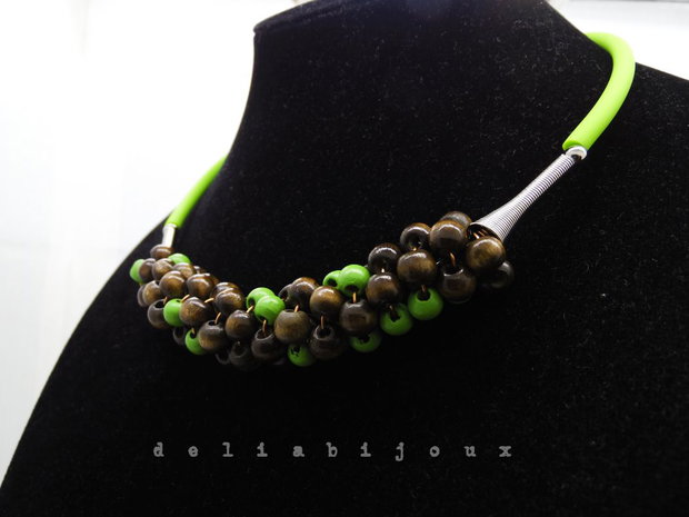 Colier statement handmade unicat - lemn (cod1242)