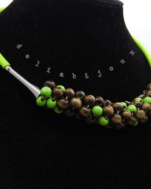 Colier statement handmade unicat - lemn (cod1242)