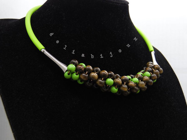 Colier statement handmade unicat - lemn (cod1242)