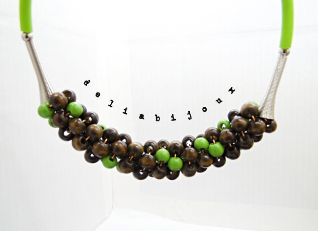Colier statement handmade unicat - lemn (cod1242)
