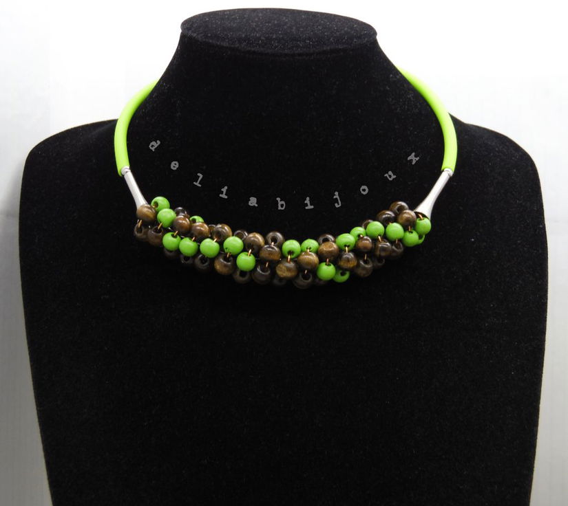 Colier statement handmade unicat - lemn (cod1242)