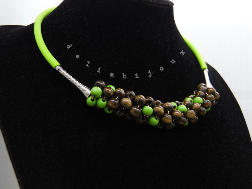 Colier statement handmade unicat - lemn (cod1242)