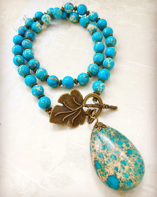 Colier vintage regalit bleu turcoaz