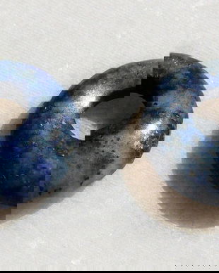 (2 bucati) Margele / pandantive mici forma donut din lapis lazuli NATURAL nevopsit