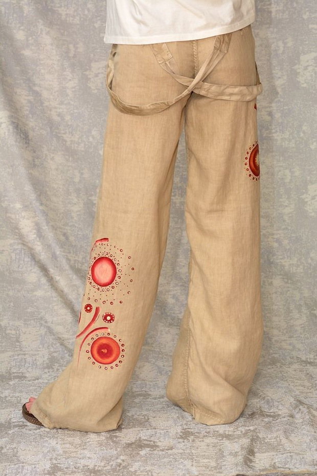 Pantaloni de in cu pictură abstractă, unicat
