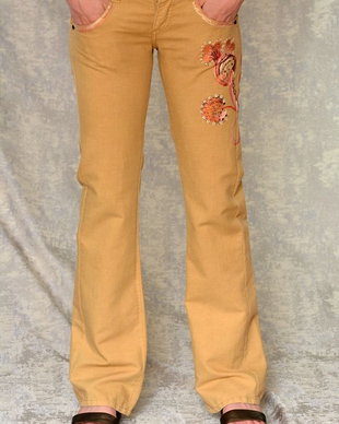 Pantaloni cu pictură florală, unicat