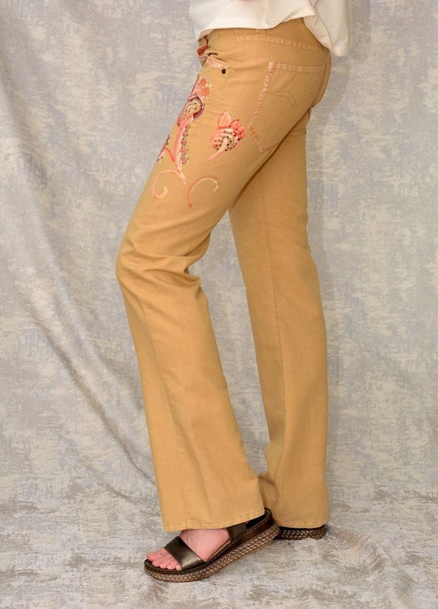 Pantaloni cu pictură florală, unicat