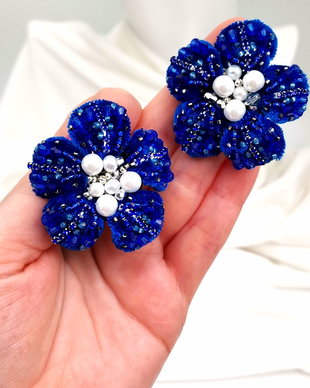 Rezervat Cercei floare catifea 3D- Ecou de Catifea - Cercei Regal Blue