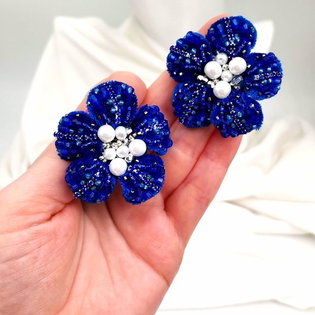 Rezervat Cercei floare catifea 3D- Ecou de Catifea - Cercei Regal Blue