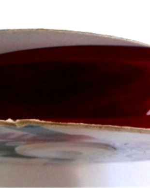 Panglica satin ribbon visiniu transparent cu margini visiniu mat