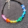 Bratara argint opal de foc etiopian onix negru curcubeu rainbow multicolora minimalista boho chic trendy - Transport gratuit