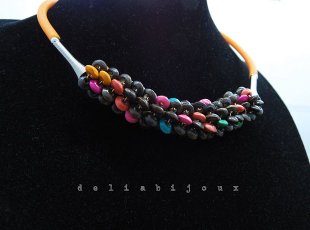 Colier statement handmade unicat - lemn (cod1243)