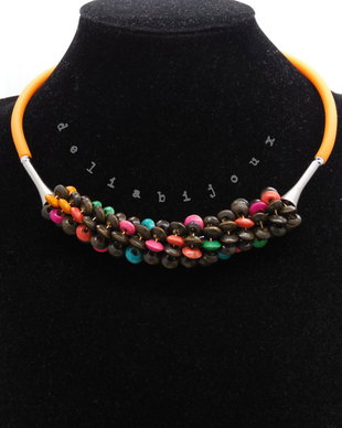 Colier statement handmade unicat - lemn (cod1243)