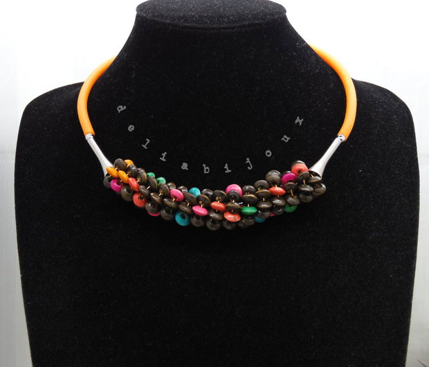 Colier statement handmade unicat - lemn (cod1243)