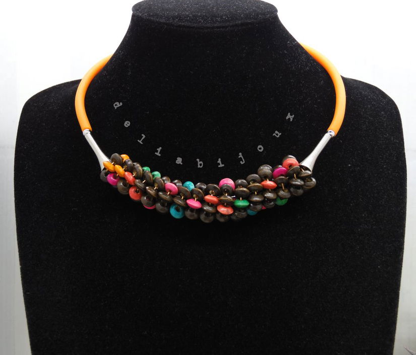 Colier statement handmade unicat - lemn (cod1243)