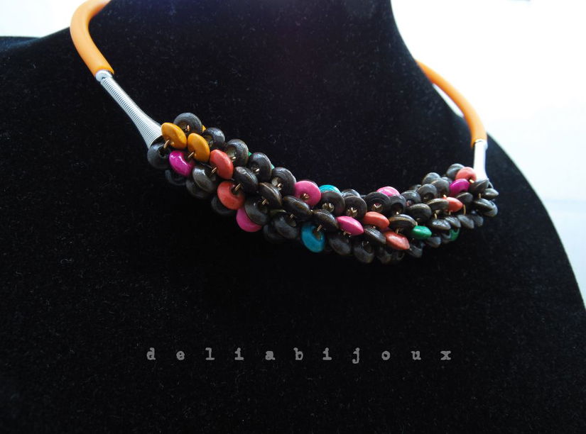 Colier statement handmade unicat - lemn (cod1243)