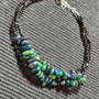 Bratara argint X3 opal de foc etiopian negru spinel negru minimalista boho chic trendy - Transport gratuit