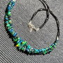 Colier argint X2 opal de foc etiopian negru spinel negru minimalist boho chic trendy - Transport gratuit