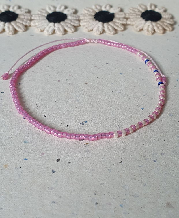 Brățară asimetrică de gleznă, Anklet handmade cu mărgele Toho