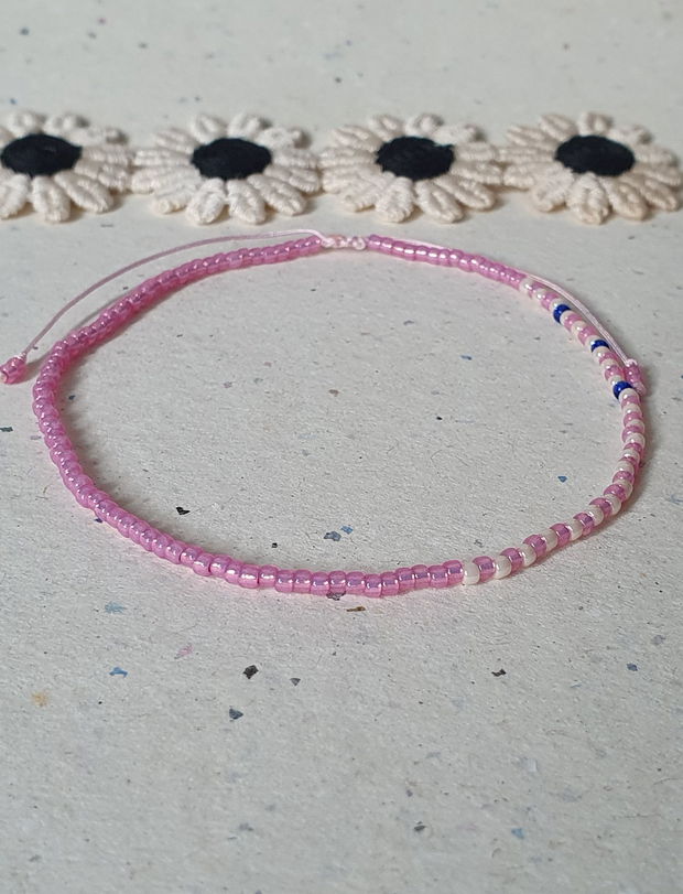 Brățară asimetrică de gleznă, Anklet handmade cu mărgele Toho