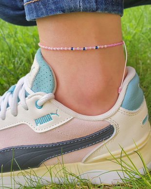 Brățară asimetrică de gleznă, Anklet handmade cu mărgele Toho