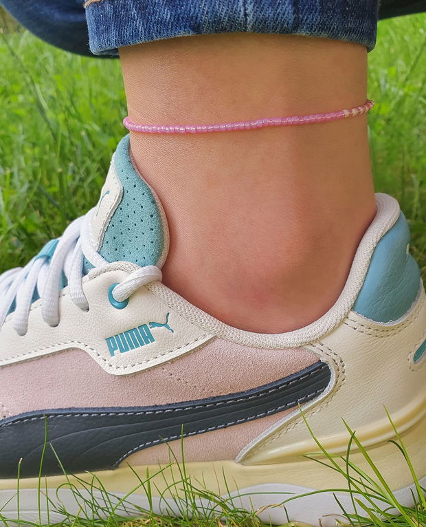 Brățară asimetrică de gleznă, Anklet handmade cu mărgele Toho