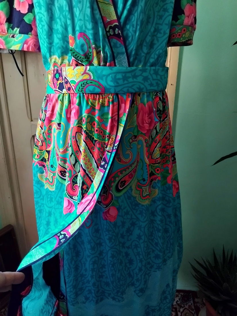 Rochie turcoaz cu trandafiri brand Elegance Paris