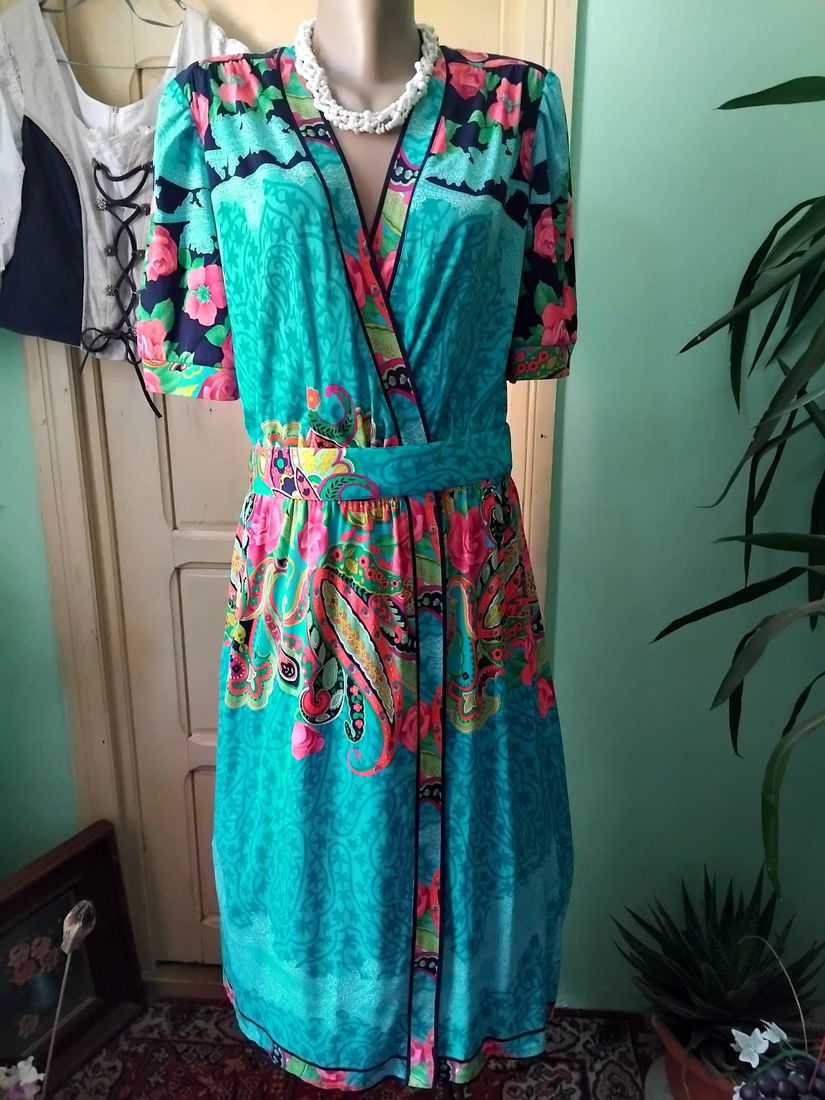Rochie turcoaz cu trandafiri brand Elegance Paris