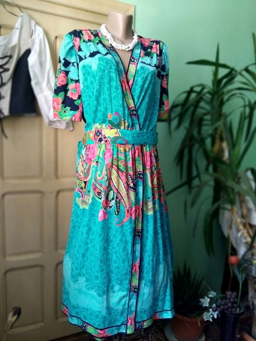 Rochie turcoaz cu trandafiri brand Elegance Paris
