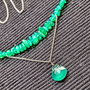 Colier opal de foc etiopian onix verde brioleta lant argint minimalist boho chic trendy - Transport gratuit