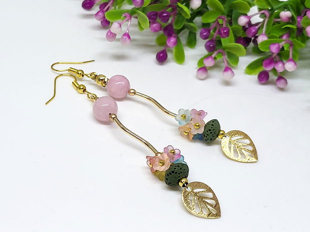 Cercei lungi cu floricele