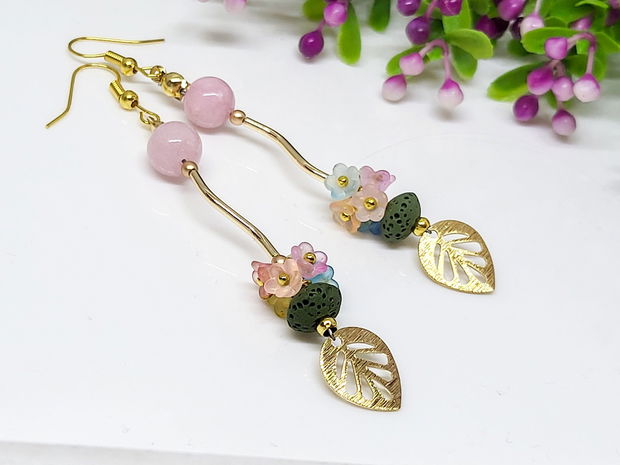 Cercei lungi cu floricele