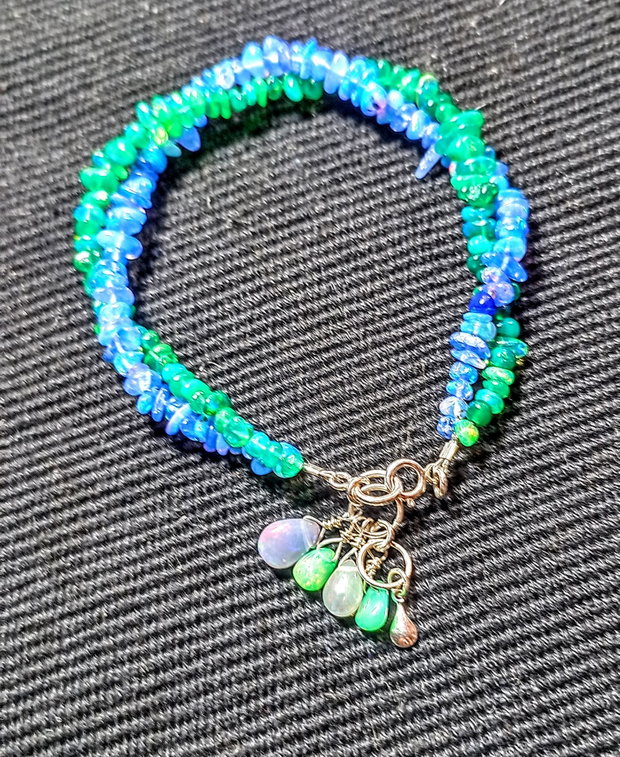 Bratara argint X2 opal de foc etiopian lavanda verde briolete boho chic trendy versatila - Transport gratuit
