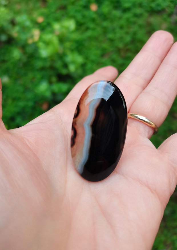 Inel Agata neagra dantelata si Argint 925 - IN1448 - Inel negru reglabil, inel pietre semipretioase, inel cadou, cadou sotie, bijuterii cadou, bijuterii agate, cristaloterapie, cristale vindecatoare