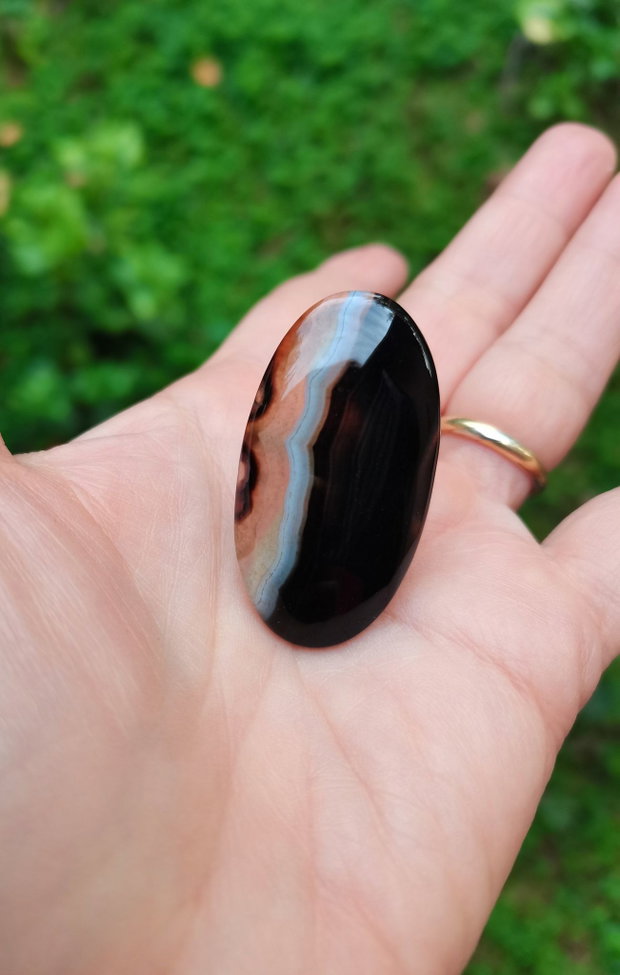 Inel Agata neagra dantelata si Argint 925 - IN1448 - Inel negru reglabil, inel pietre semipretioase, inel cadou, cadou sotie, bijuterii cadou, bijuterii agate, cristaloterapie, cristale vindecatoare