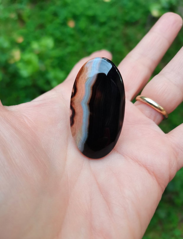 Inel Agata neagra dantelata si Argint 925 - IN1448 - Inel negru reglabil, inel pietre semipretioase, inel cadou, cadou sotie, bijuterii cadou, bijuterii agate, cristaloterapie, cristale vindecatoare