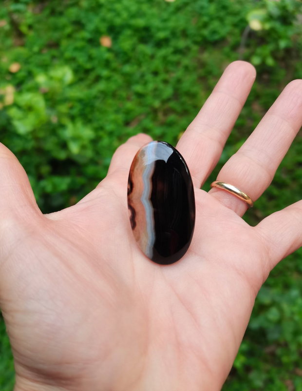 Inel Agata neagra dantelata si Argint 925 - IN1448 - Inel negru reglabil, inel pietre semipretioase, inel cadou, cadou sotie, bijuterii cadou, bijuterii agate, cristaloterapie, cristale vindecatoare