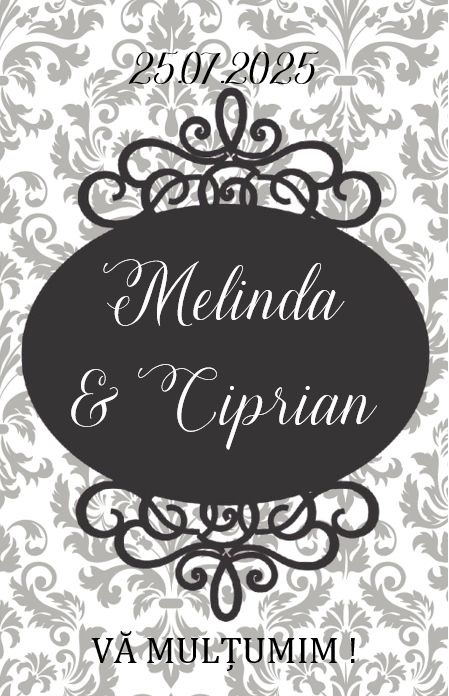Etichete mărturii nuntă nuanțe de gri elegant