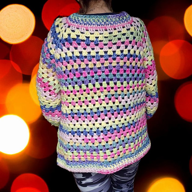 Cardigan crosetat manual colorat gros