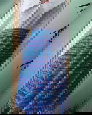 Fusta voal plisat albastru electric