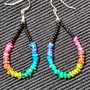 Cercei argint opal de foc chips curcubeu rainbow chips lustruit lucios spinel negru minimalisti creole boho chic multicolori trendy - Transport gratuit