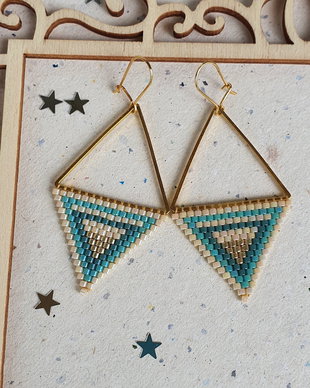 Cercei boemi geometrici, Cercei statement cu mărgele Miyuki